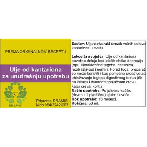 Kantarionovo ulje za unutrašnju upotrebu